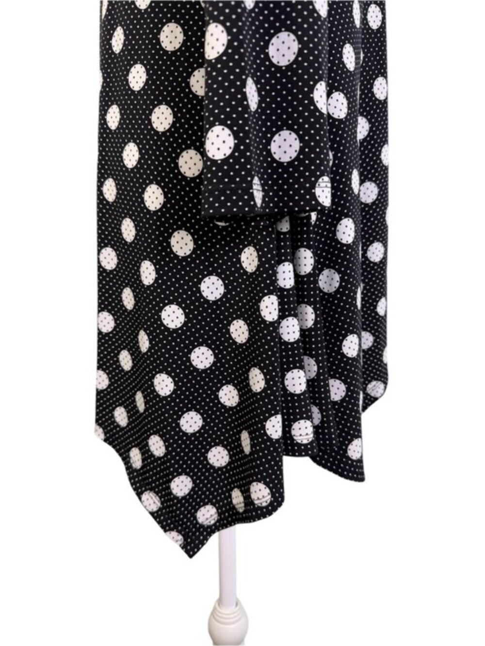 Chaus New York L Polka Dot Cowl Neck Handkerchief Tunic Top Lagenlook - Picture 5 of 9